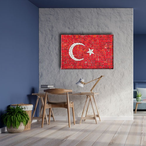 Taş Döşeme Türk Bayrağı Kanvas Tablo 