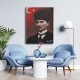 Türk Bayraklı - İmzalı Atatürk Portresi Kanvas Tablo