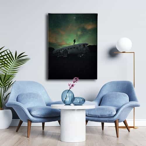 Gece Uçak Canvas Tablo 
