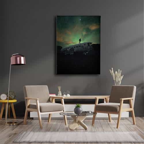 Gece Uçak Canvas Tablo 