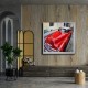 Yağlı Boya Kırmızı Araba Canvas Tablo 