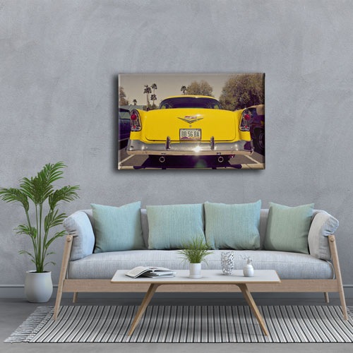 Klasik Sarı Araba Canvas Tablo