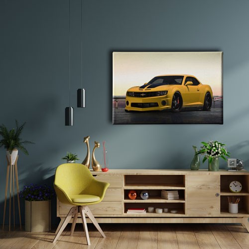 Sarı Chevrolet Araba Canvas Tablo