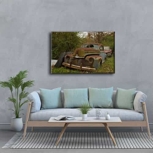 Hurda Antika Araba Canvas Tablo 