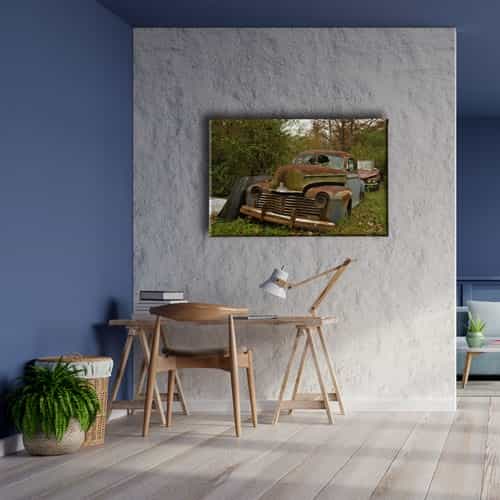 Hurda Antika Araba Canvas Tablo 