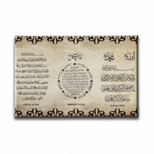 Ayet-el Kürsi-Bereket-Nazar Ayeti  Ayetli Kanvas Tablo