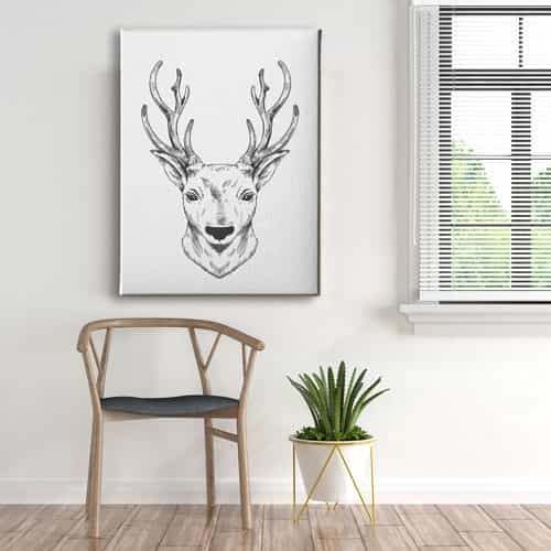 Siyah- Beyaz Geyik Canvas Tablo