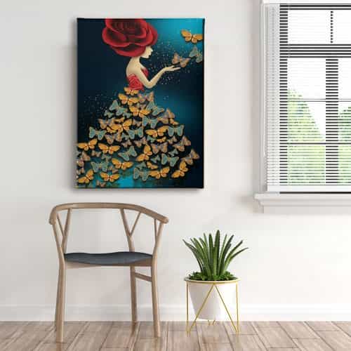 Butterfly Woman Canvas Tablo