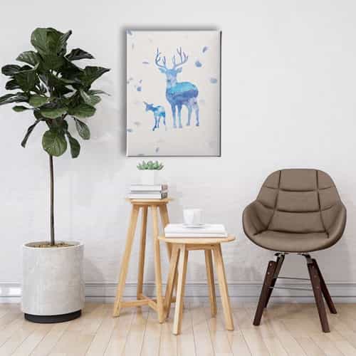 Geyik Ve Yavrusu Canvas Tablo 