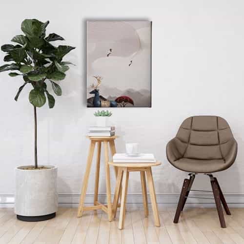 Leylekli Geyikli Canvas Tablo 