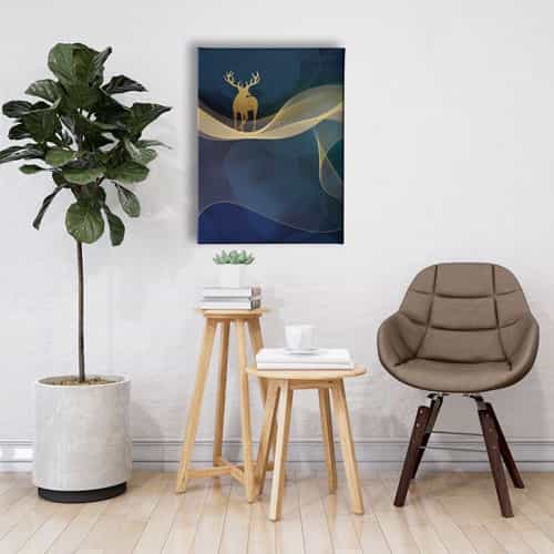 Golden Geyik Canvas Tablo 