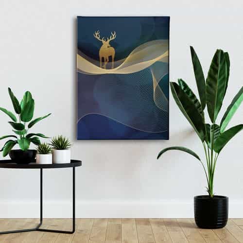 Golden Geyik Canvas Tablo 