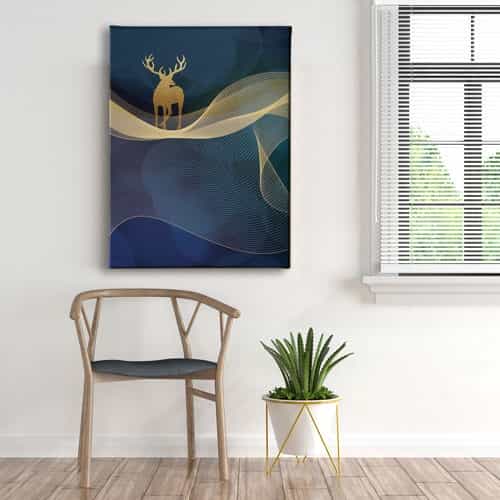 Golden Geyik Canvas Tablo 