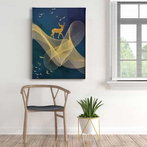 Golden Geyik Canvas Tablo 