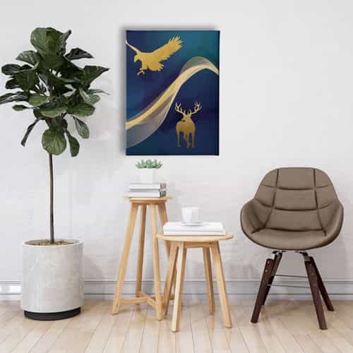Golden Geyik Kartal Canvas Tablo 