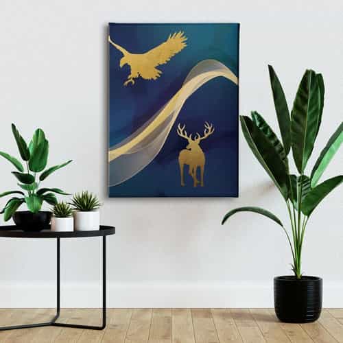 Golden Geyik Kartal Canvas Tablo 