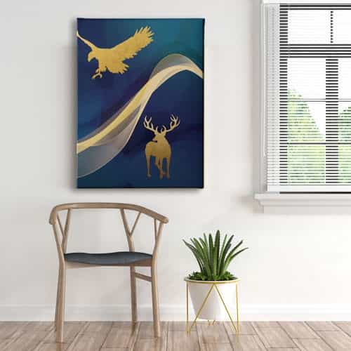 Golden Geyik Kartal Canvas Tablo 