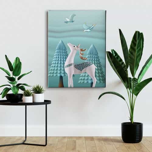 Geyikli Canvas Tablo 