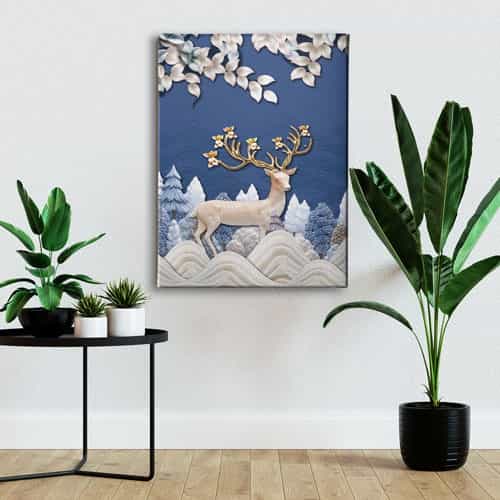 Geyikli Canvas Tablo 